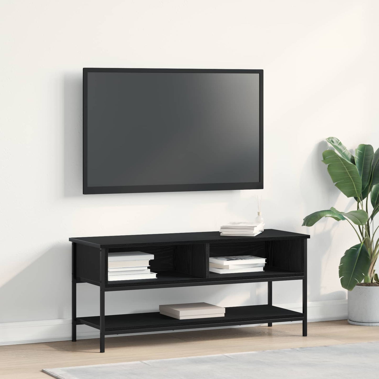 Set mobile TV Rovere Nero 100 x 35 x 45 cm Legno multistrato