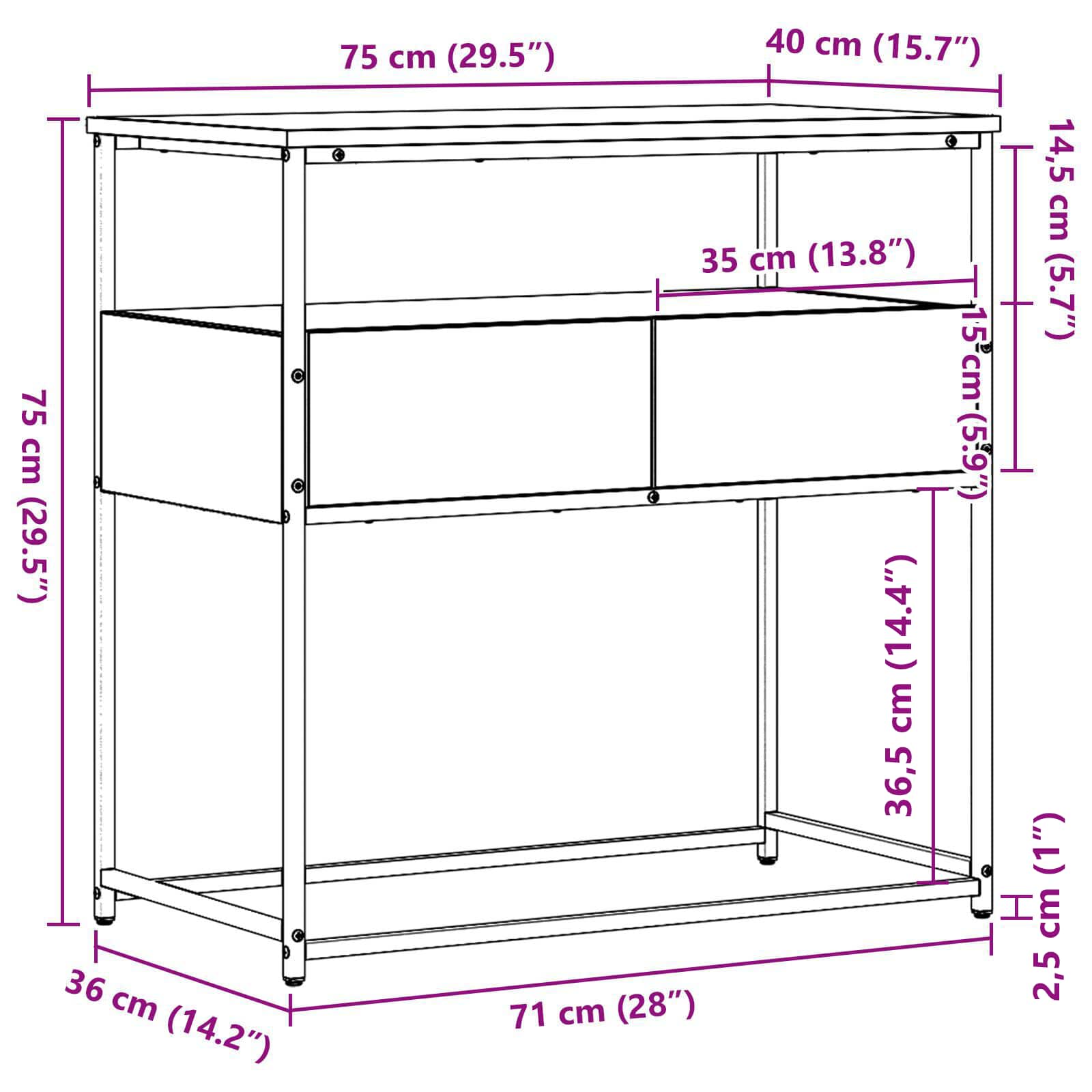 Tavolo consolle Legno vecchio 75 x 40 x 75 cm Legno multistrato | homemem39