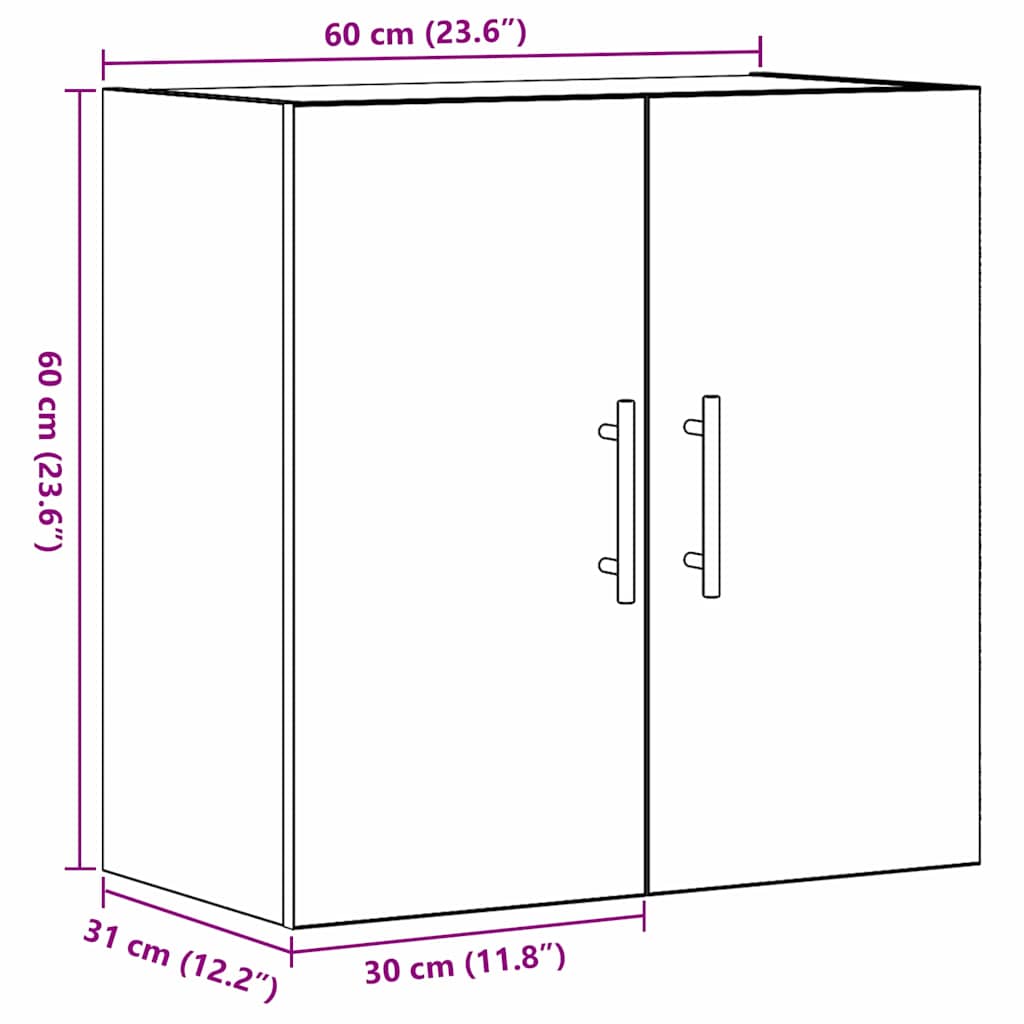 Mobile a muro Rovere Nero 60 x 31 x 70 cm Legno multistrato | homemem39