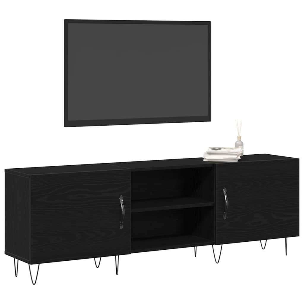 Set mobile TV Rovere Nero 150 x 30 x 50 cm Legno multistrato