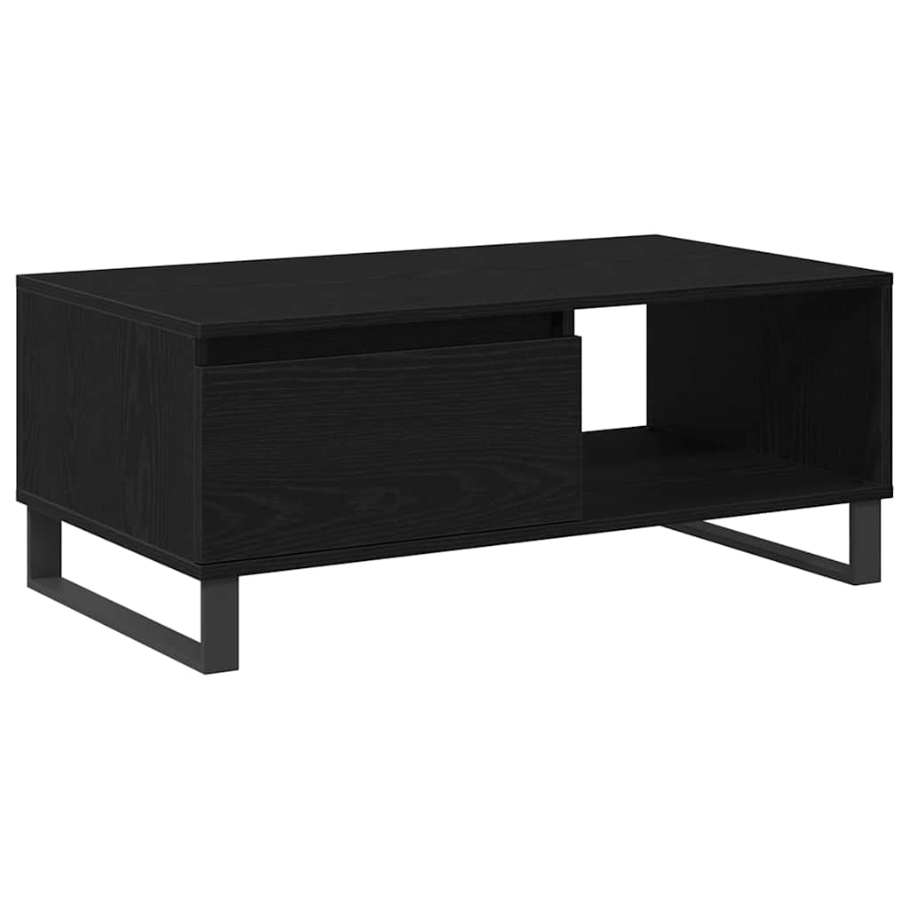 Tavolino da salotto con cassetto Rovere Nero 90 x 50 x 36,5 cm