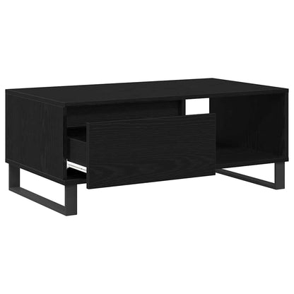 Tavolino da salotto con cassetto Rovere Nero 90 x 50 x 36,5 cm