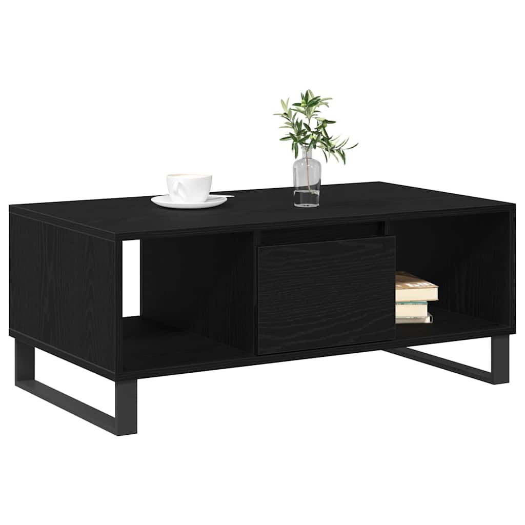Tavolino da salotto con cassetto Rovere Nero 90 x 50 x 36.5 cm