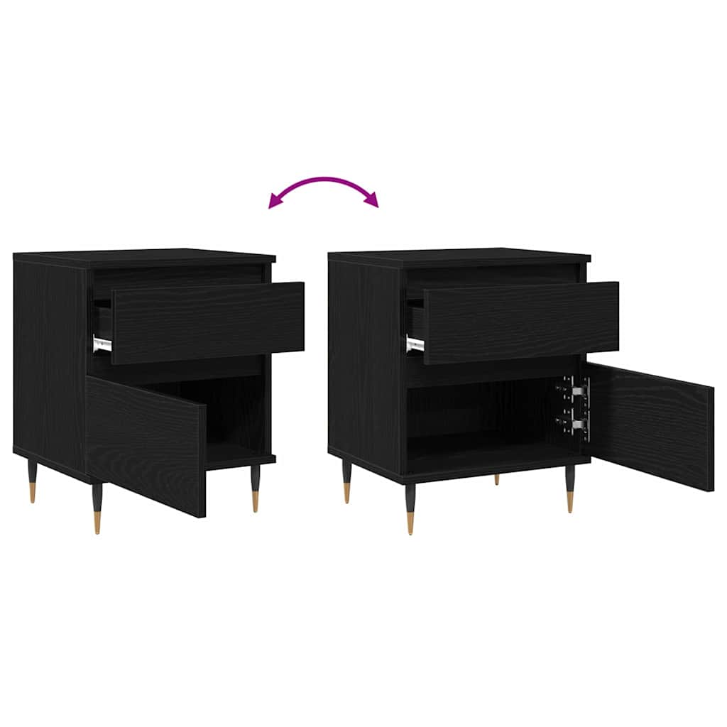 Armadio da Notte Rovere Nero 40 x 35 x 50 cm Legno multistrato