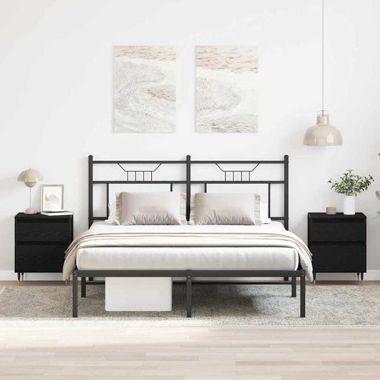 Armadio da Notte con cassetto 2 pcs Rovere Nero 40 x 35 x 50 cm | homemem39