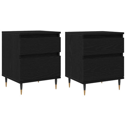 Armadio da Notte con cassetto 2 pcs Rovere Nero 40 x 35 x 50 cm | homemem39