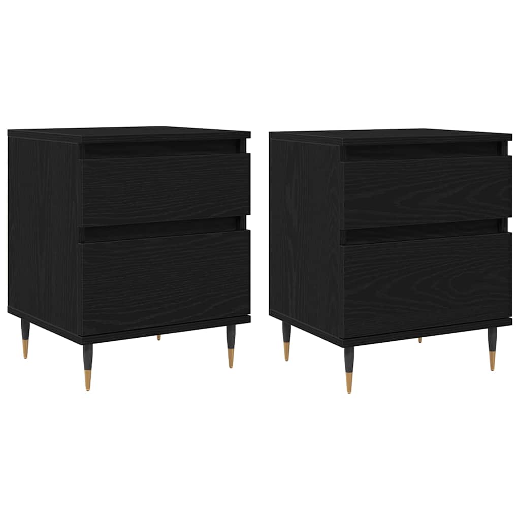Armadio da Notte con cassetto 2 pcs Rovere Nero 40 x 35 x 50 cm