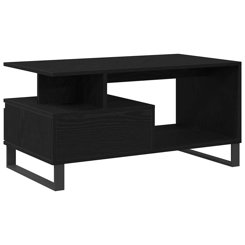 Tavolino da salotto con cassetto Rovere Nero 90 x 49 x 45 cm