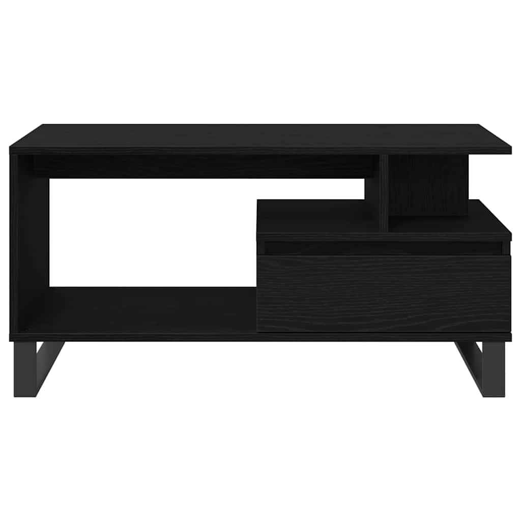 Tavolino da salotto con cassetto Rovere Nero 90 x 49 x 45 cm