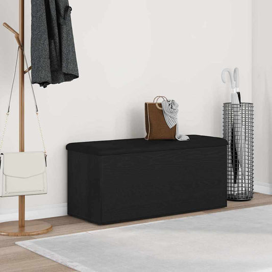 Panchina con contenitore Rovere nero 102 x 42 x 45 cm