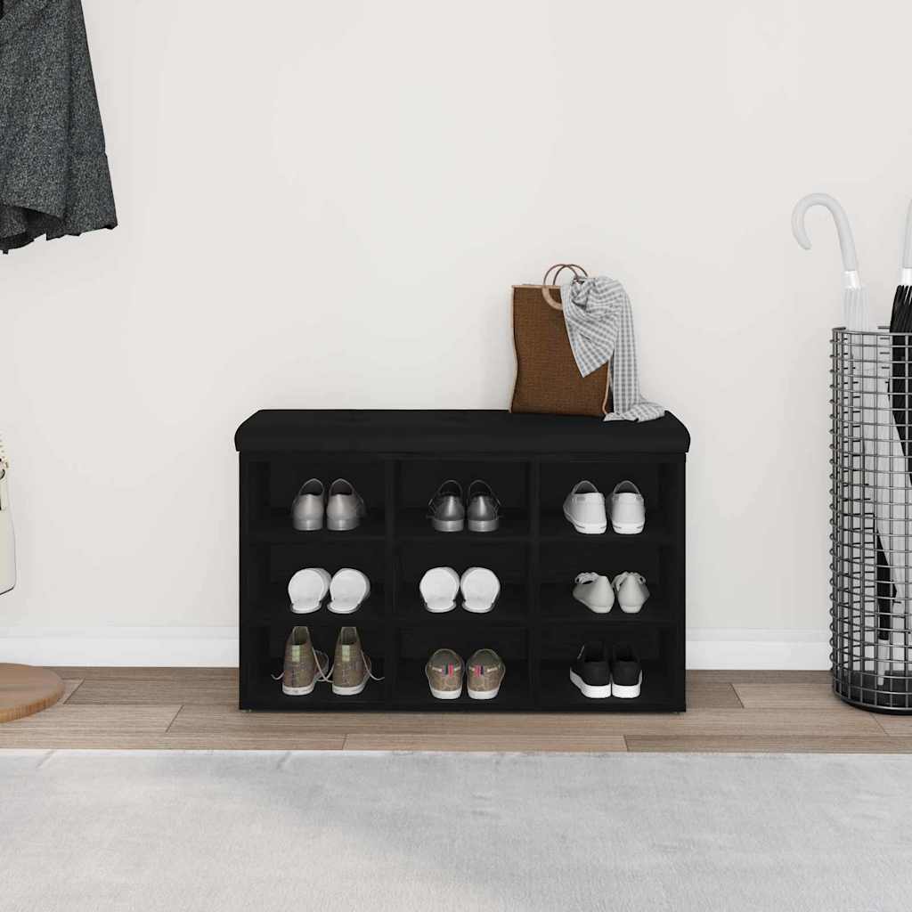 Panca per scarpe Nero 82 x 32 x 50 cm Legno multistrato | homemem39