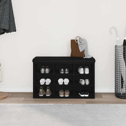 Panca per scarpe Nero 82 x 32 x 50 cm Legno multistrato | homemem39