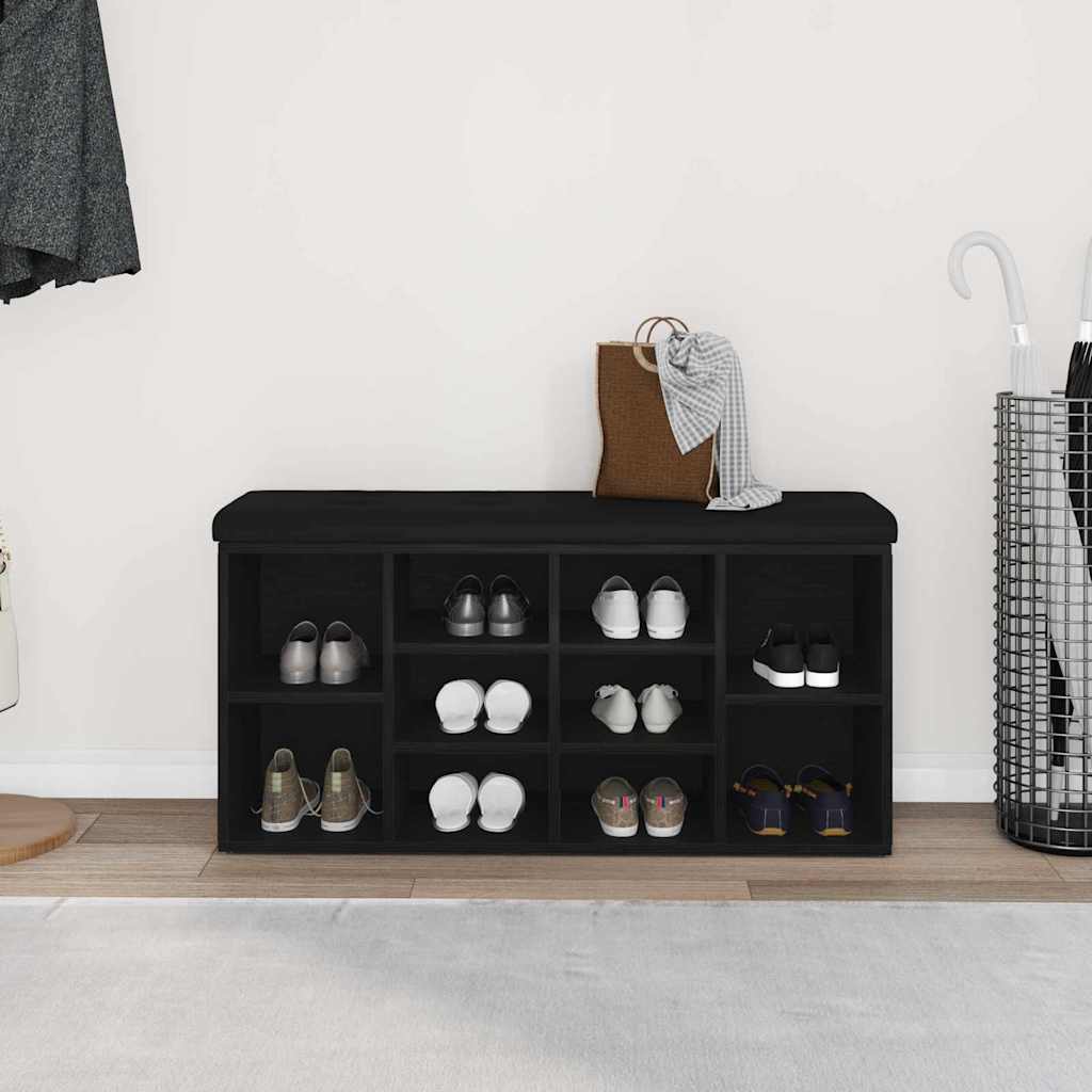 Panca per scarpe Rovere Nero 102 x 32 x 50 cm Legno multistrato | homemem39