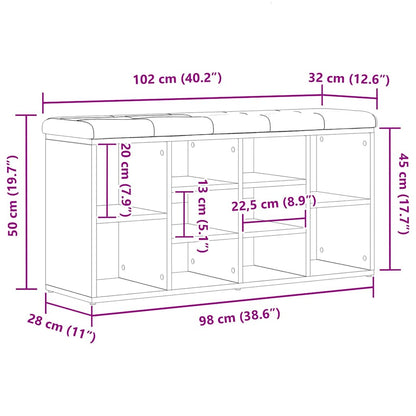 Panca per scarpe Rovere Nero 102 x 32 x 50 cm Legno multistrato
