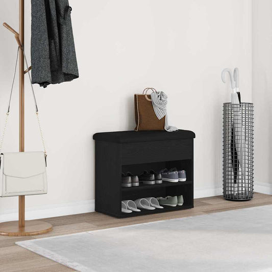 Panchina con contenitore Rovere Nero 62 x 32 x 50 cm