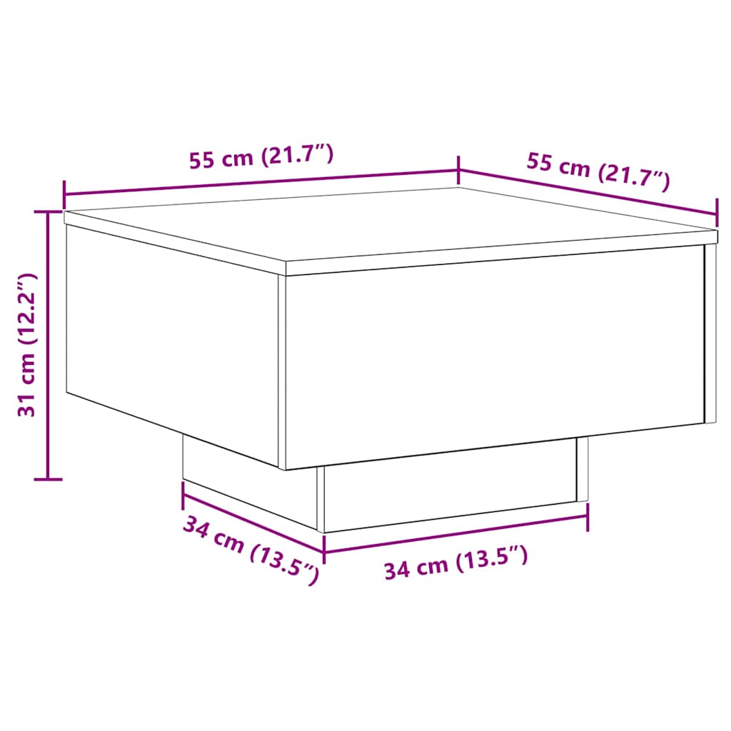 Tavolino da salotto Rovere artigianale 55 x 55 x 31 cm | homemem39