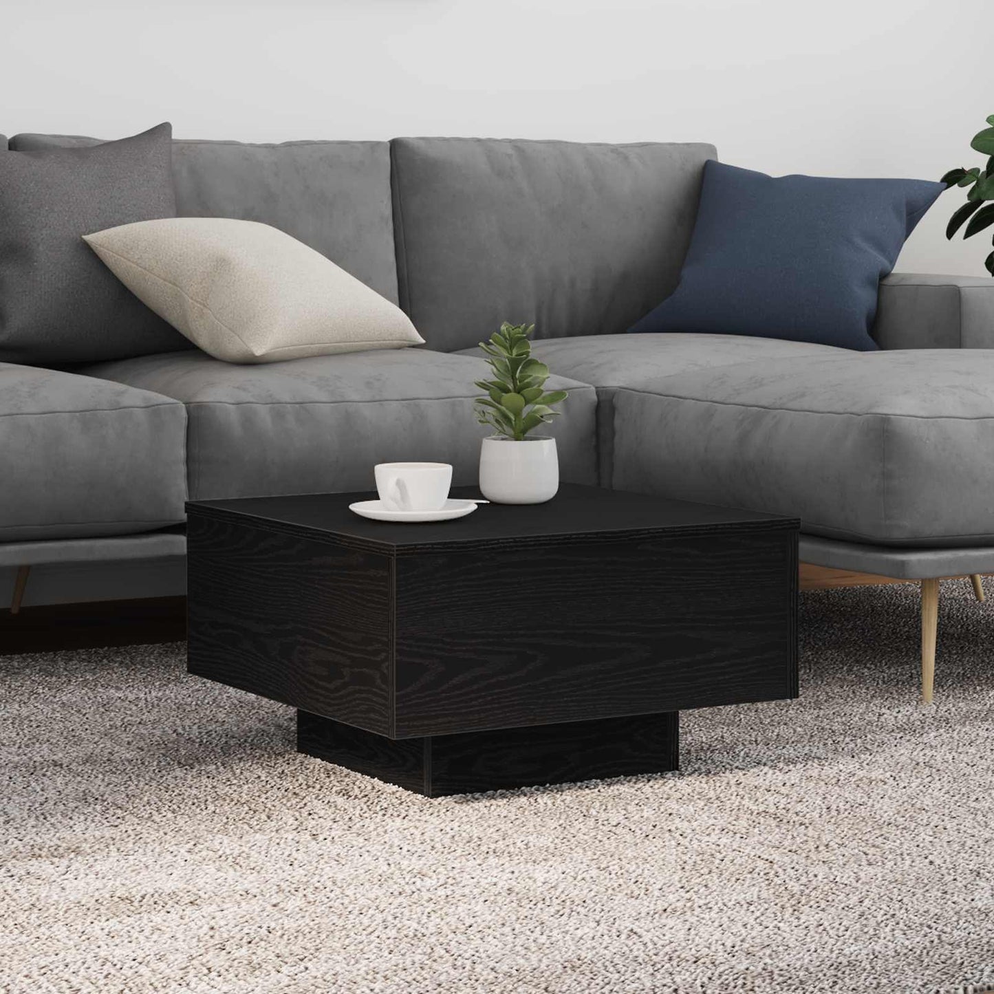 Tavolino da salotto Rovere Nero 55 x 55 x 31 cm | homemem39