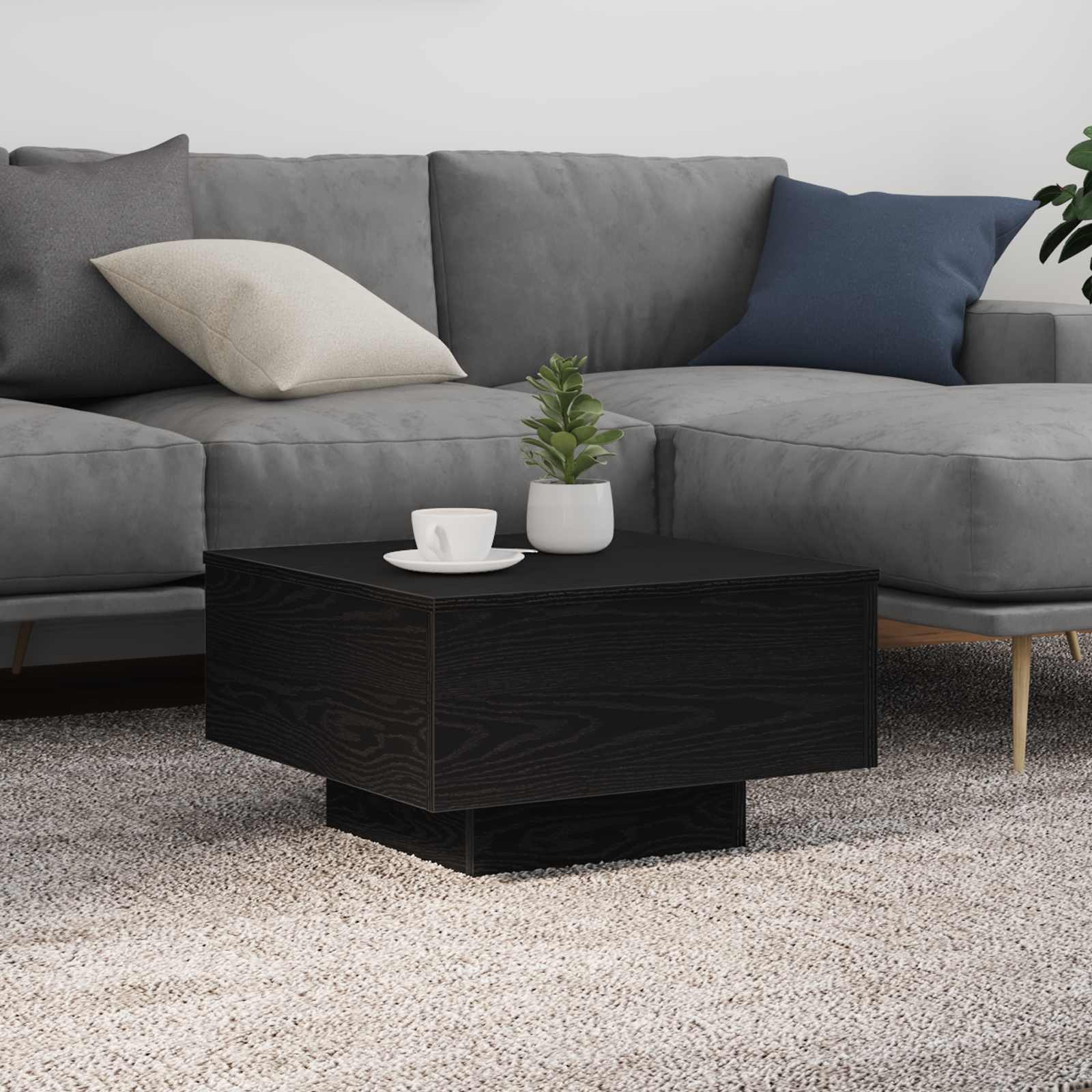 Tavolino da salotto Rovere Nero 55 x 55 x 31 cm | homemem39