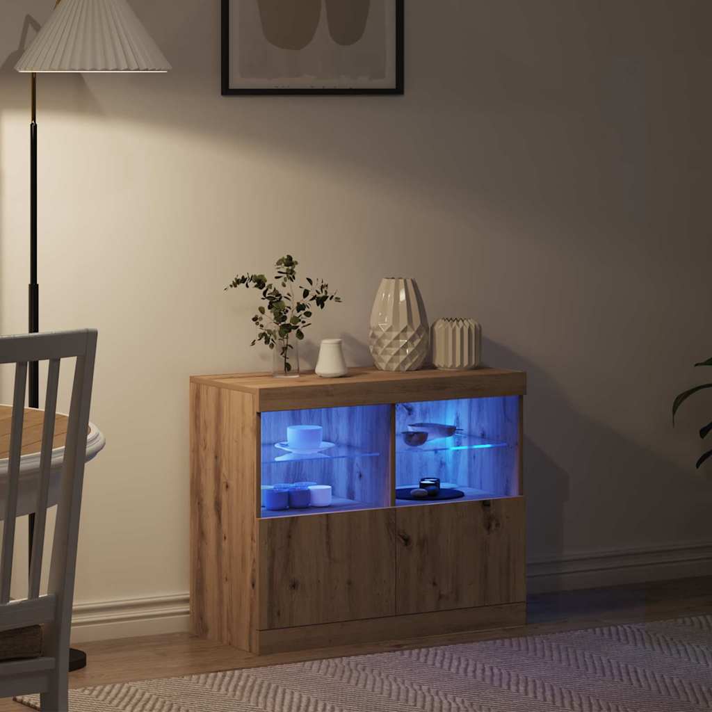 Madia LED Marrone 81 x 37 x 66,5 cm Legno multistrato | homemem39