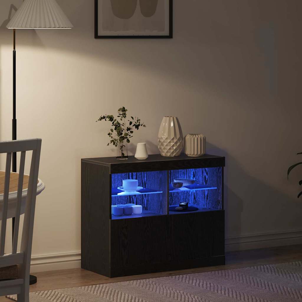 Madia LED Nero 81 x 37 x 66,5 cm Legno multistrato | homemem39
