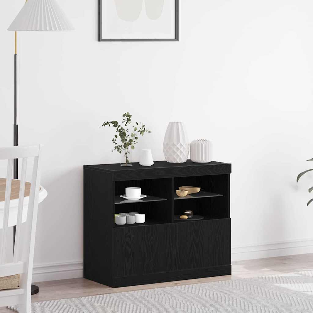 Madia LED Nero 81 x 37 x 66,5 cm Legno multistrato | homemem39