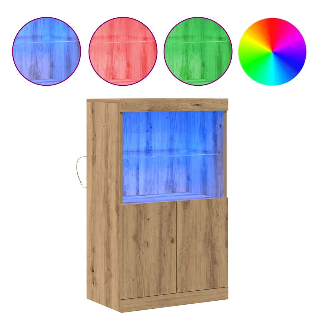 Madia LED Marrone 60 x 37 x 100 cm Legno multistrato | homemem39