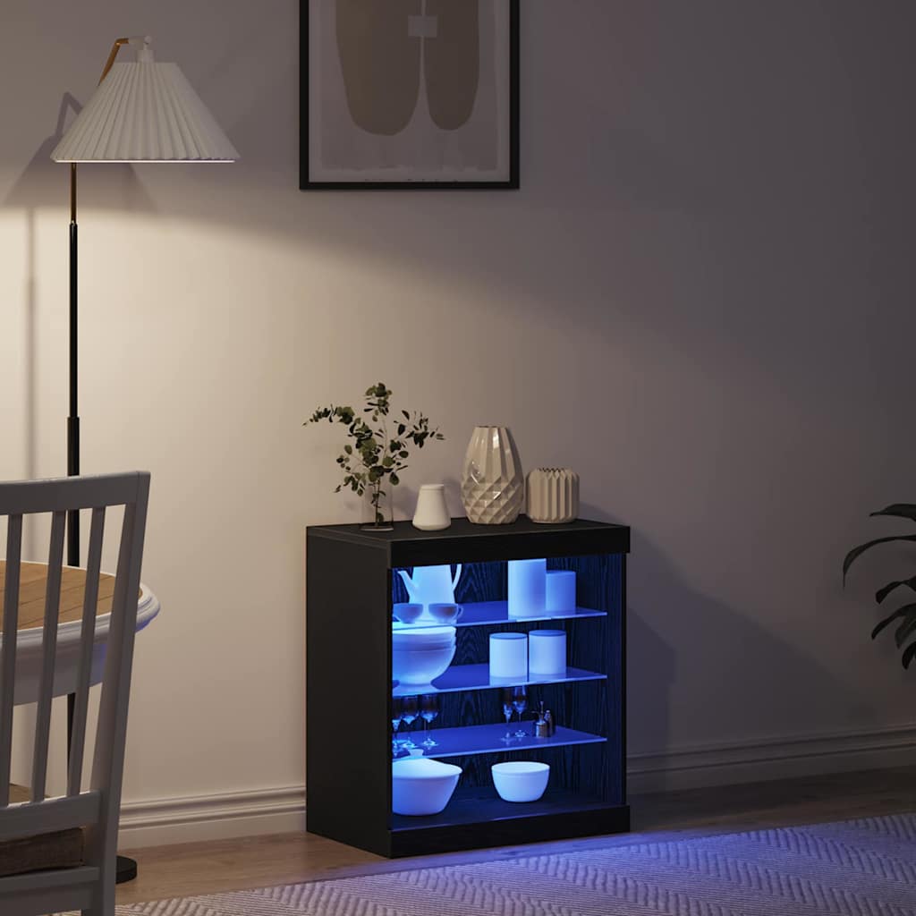 Madia LED Rovere Nero 60,5 x 37 x 67 cm Legno multistrato | homemem39