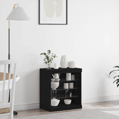 Madia LED Rovere Nero 60,5 x 37 x 67 cm Legno multistrato | homemem39