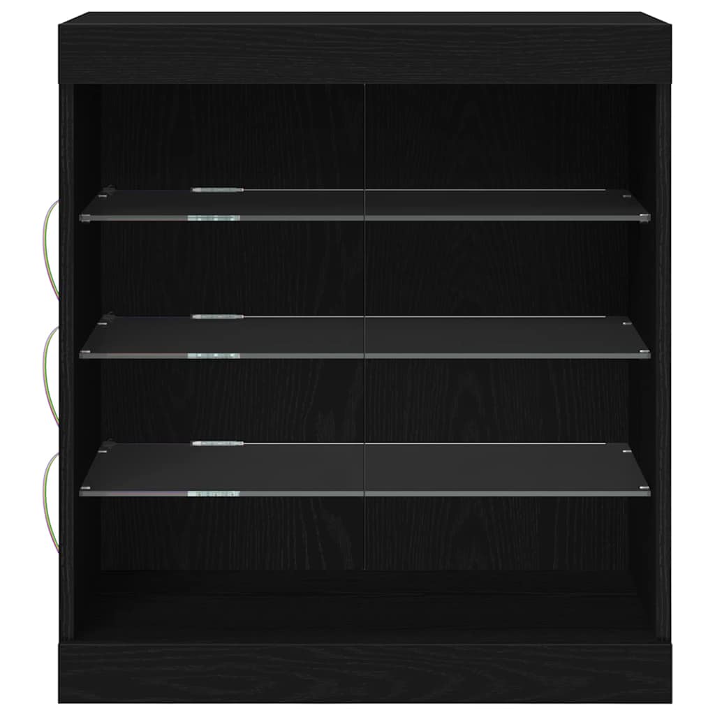 Madia LED Rovere Nero 60,5 x 37 x 67 cm Legno multistrato | homemem39