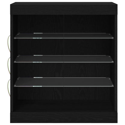 Madia LED Rovere Nero 60,5 x 37 x 67 cm Legno multistrato | homemem39
