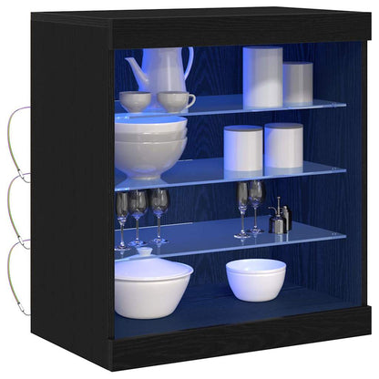 Madia LED Rovere Nero 60,5 x 37 x 67 cm Legno multistrato | homemem39
