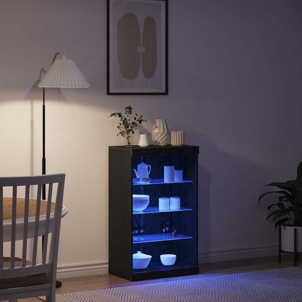 Madia LED Rovere Nero 60,5 x 37 x 100 cm Legno multistrato | homemem39