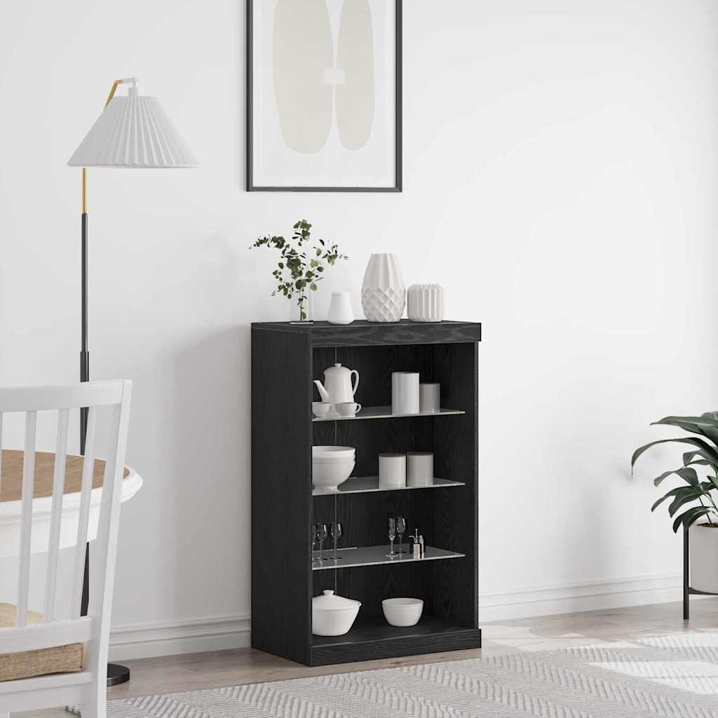 Madia LED Rovere Nero 60,5 x 37 x 100 cm Legno multistrato | homemem39