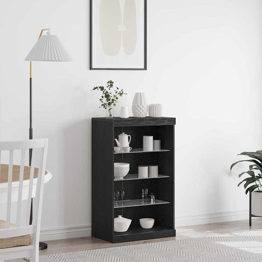 Madia LED Rovere Nero 60,5 x 37 x 100 cm Legno multistrato | homemem39