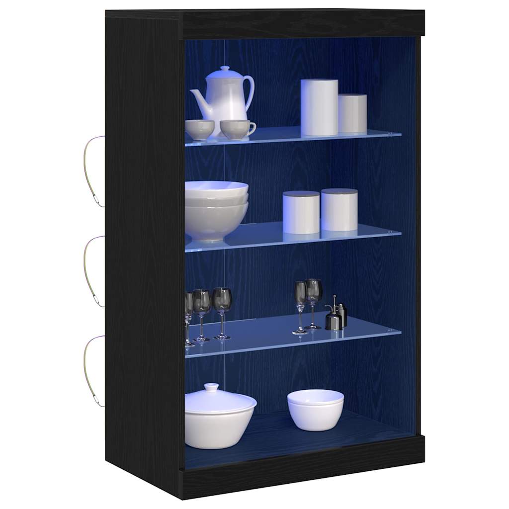 Madia LED Rovere Nero 60,5 x 37 x 100 cm Legno multistrato | homemem39