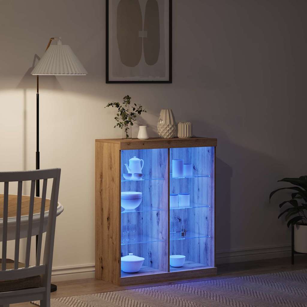 Madia LED con strisce LED Rovere Artigianale 81 x 37 x 100 cm | homemem39