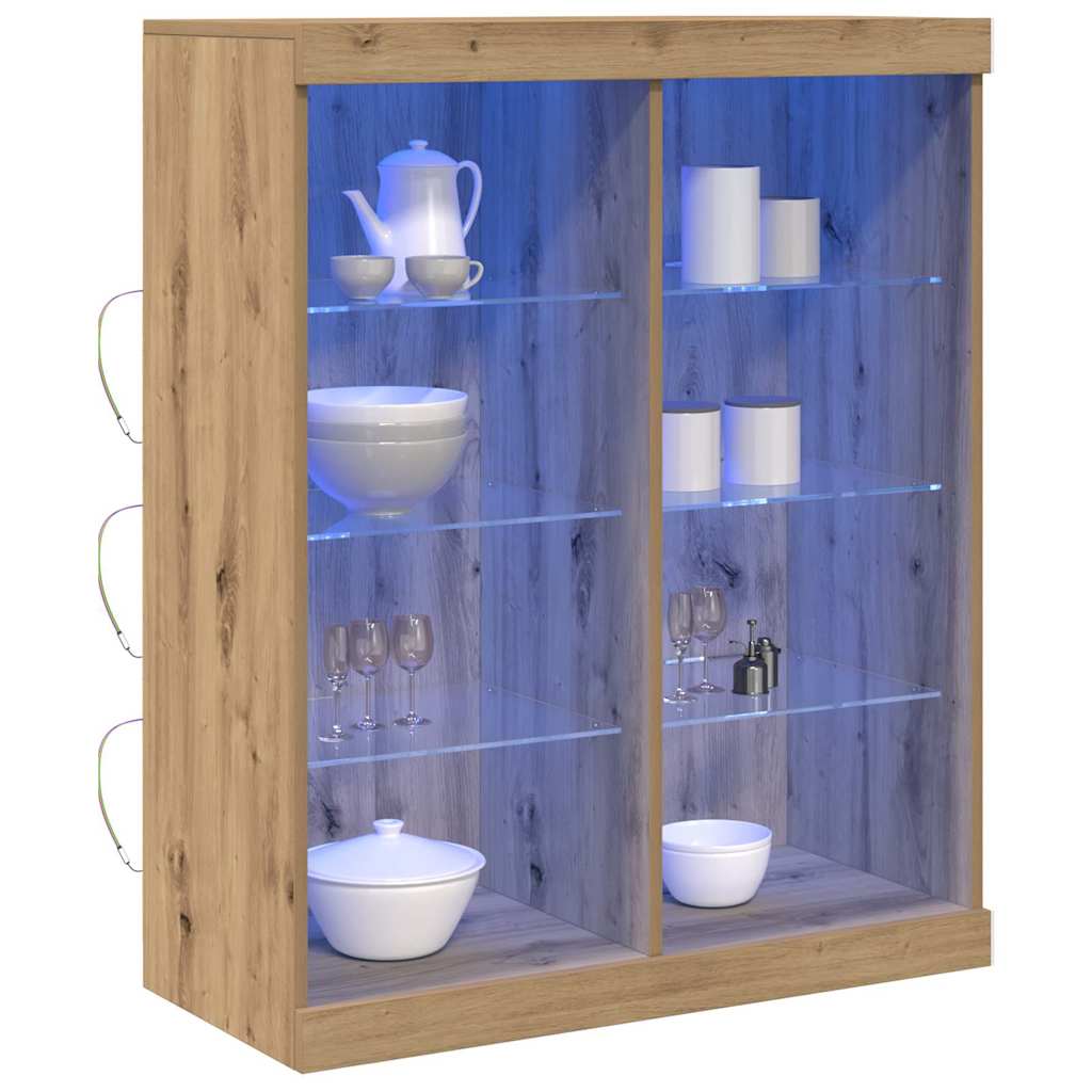 Madia LED con strisce LED Rovere Artigianale 81 x 37 x 100 cm | homemem39