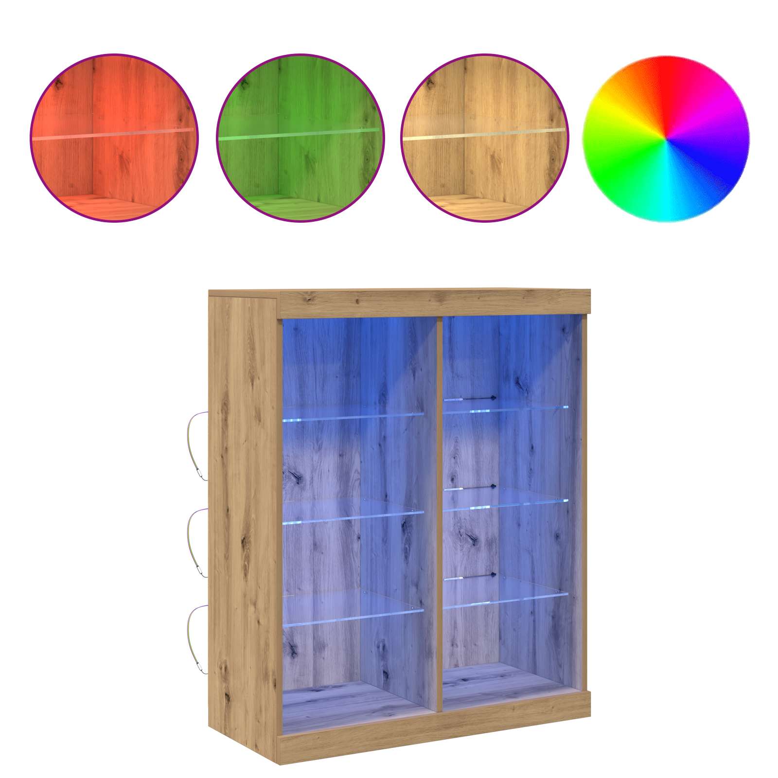 Madia LED con strisce LED Rovere Artigianale 81 x 37 x 100 cm | homemem39