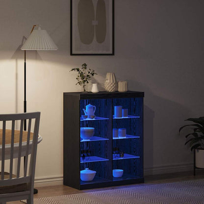 Madia LED Rovere Nero 81 x 37 x 100 cm Legno ingegnerizzato