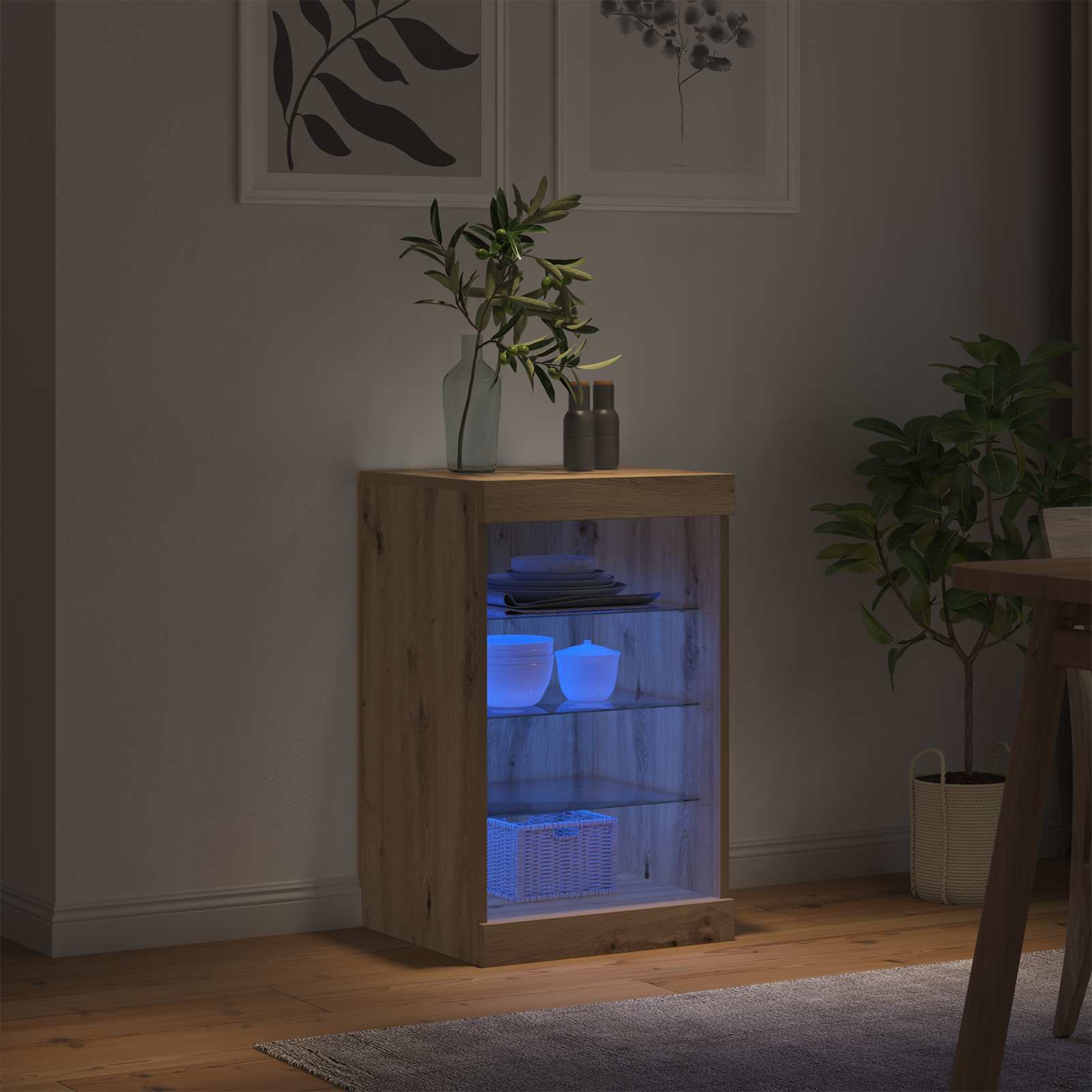 Madia LED Rovere artigianale 41 x 37 x 67 cm Legno multistrato | homemem39