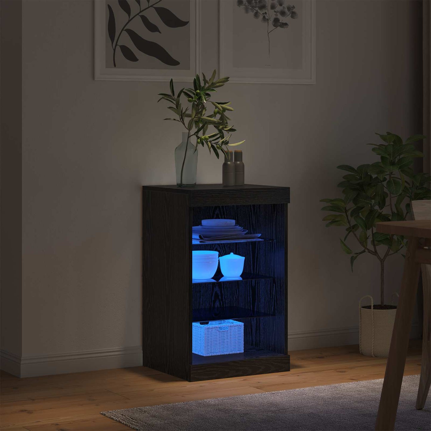 Madia LED Rovere Nero 41 x 37 x 67 cm Legno multistrato | homemem39