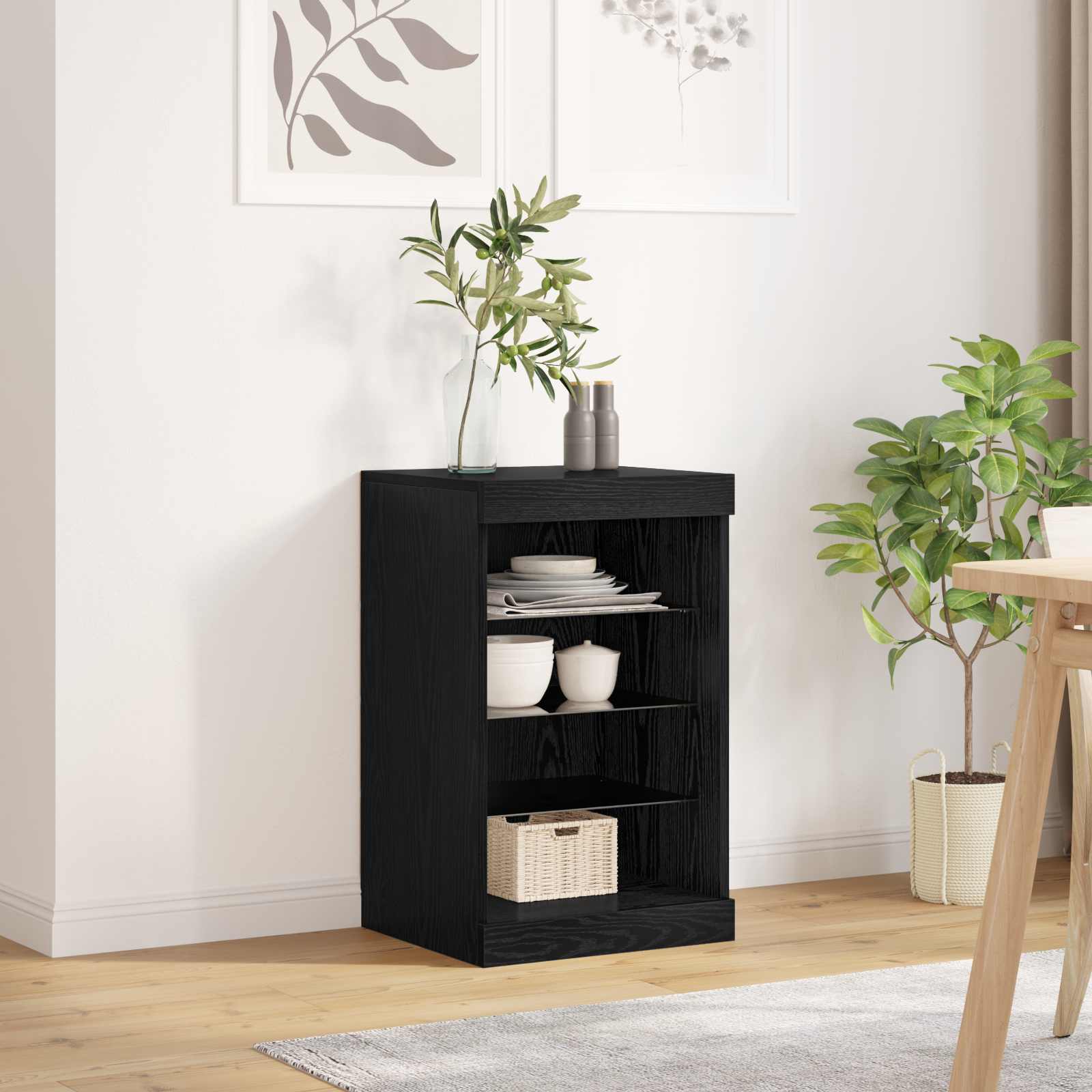 Madia LED Rovere Nero 41 x 37 x 67 cm Legno multistrato | homemem39