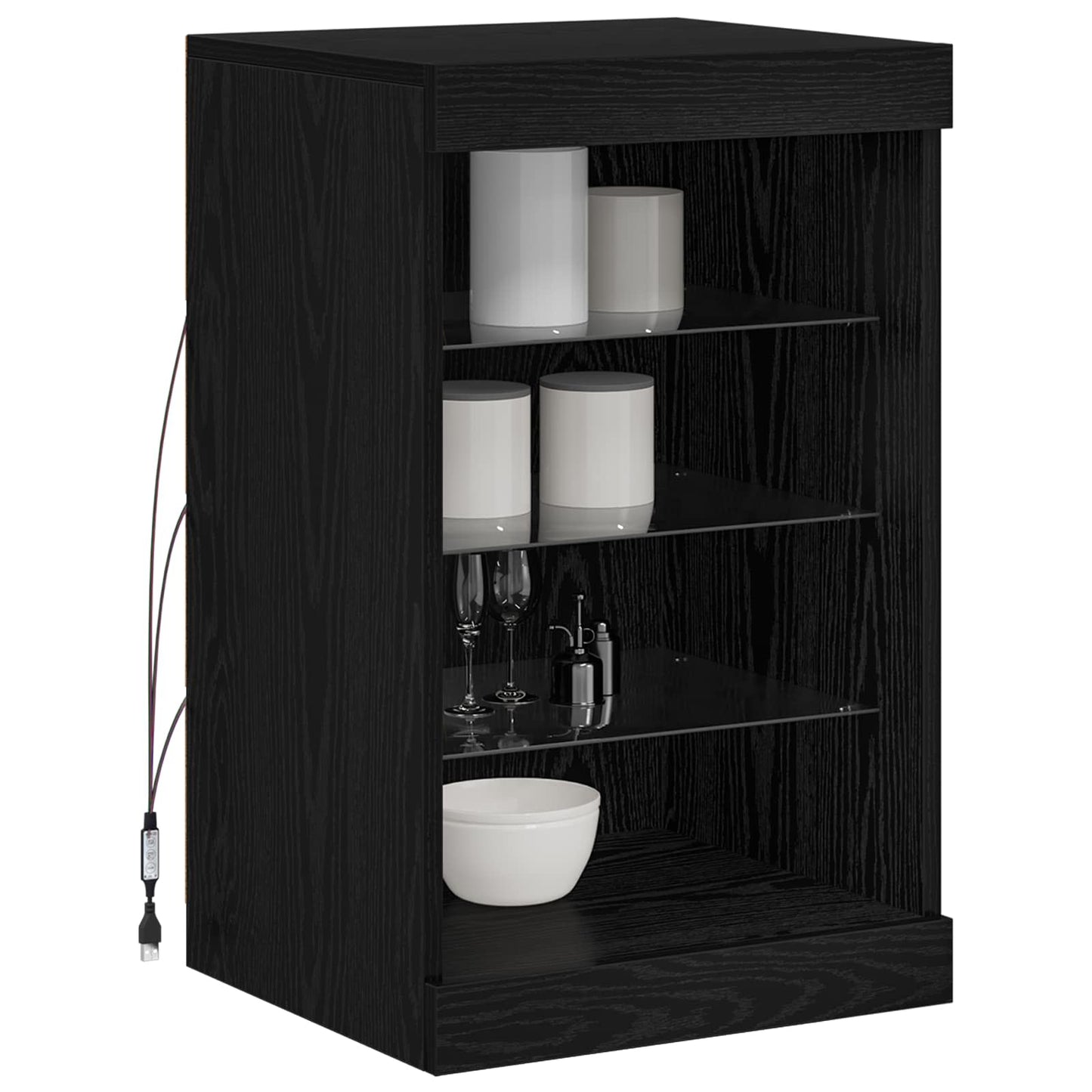 Madia LED Rovere Nero 41 x 37 x 67 cm Legno multistrato | homemem39
