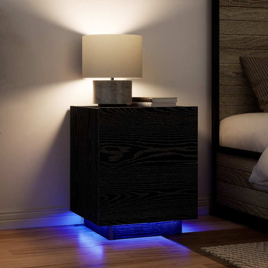 Armadio da Notte Rovere Nero 45 x 40 x 55 cm Legno multistrato | homemem39