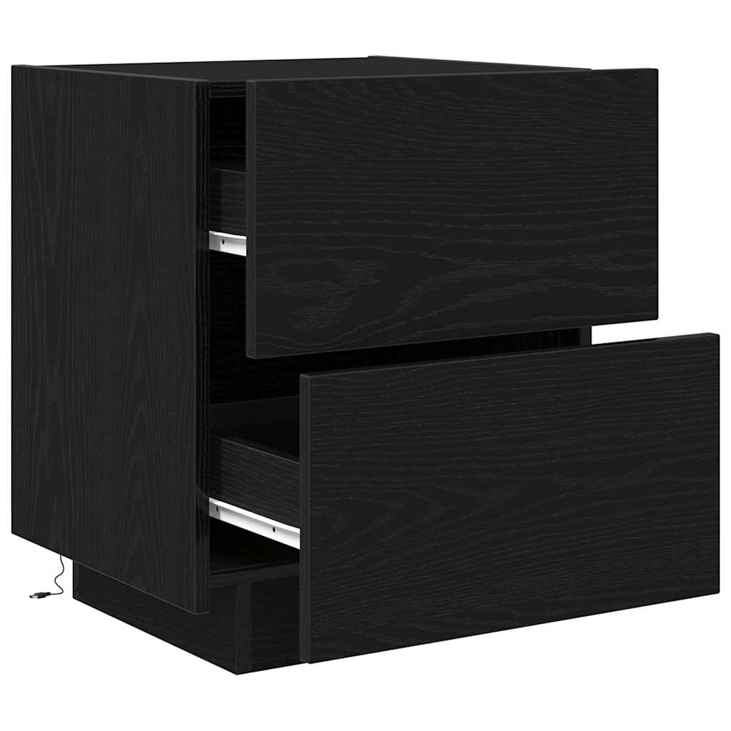 Armadio da Notte Rovere Nero 45 x 40 x 55 cm Legno multistrato | homemem39