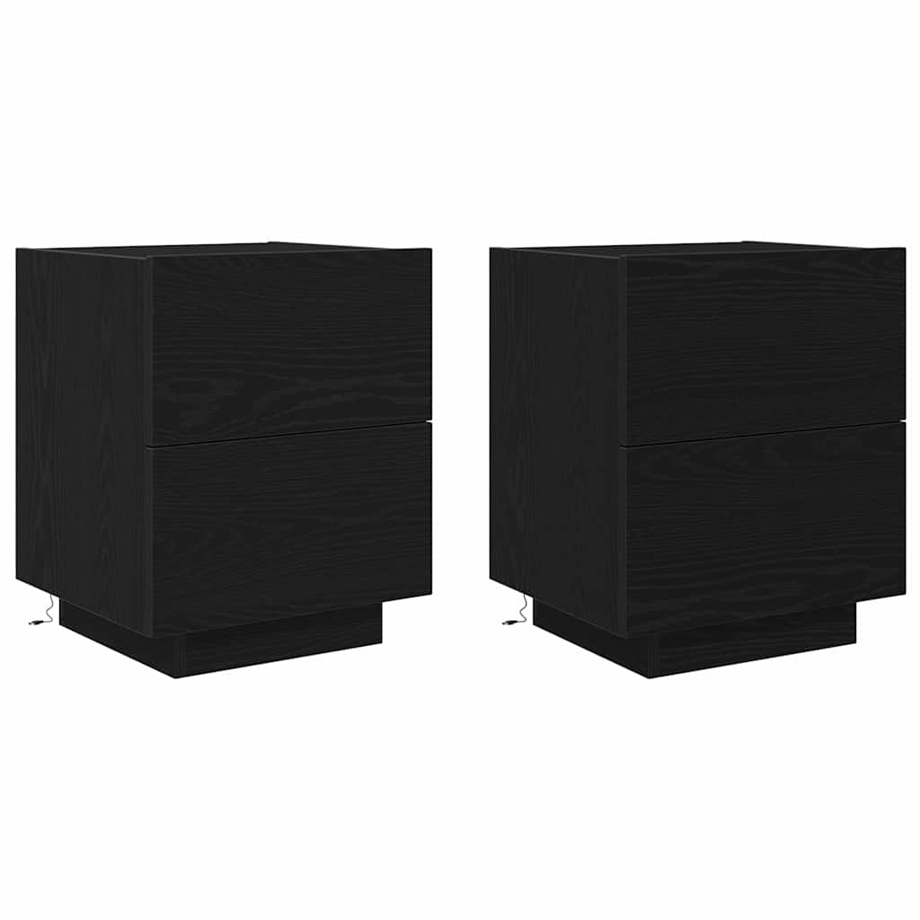 Armadio da Notte con cassetto 2 pcs Rovere Nero 45 x 40 x 55 cm