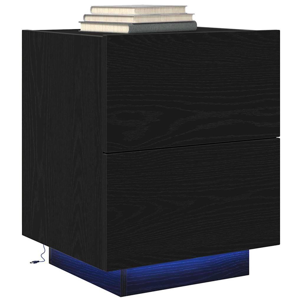 Armadio da Notte con cassetto 2 pcs Rovere Nero 45 x 40 x 55 cm