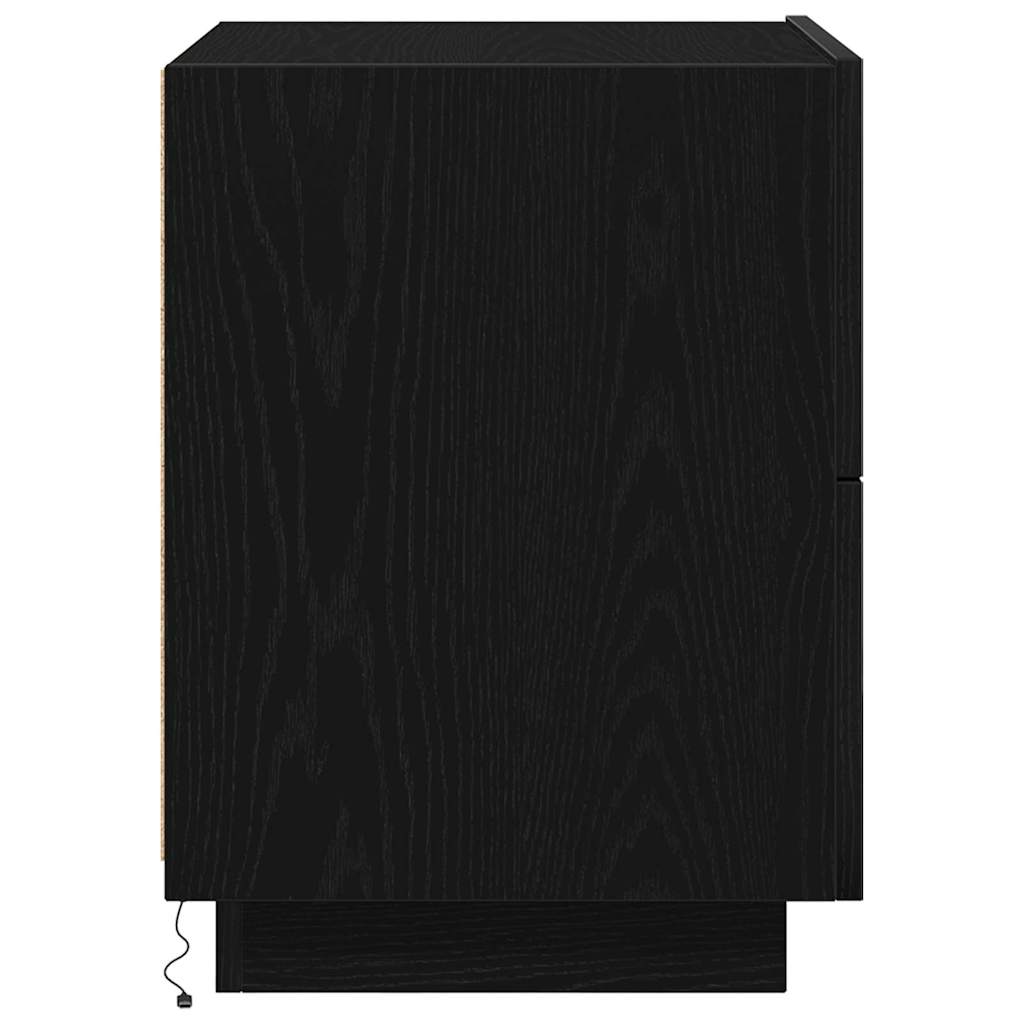 Armadio da Notte con cassetto 2 pcs Rovere Nero 45 x 40 x 55 cm