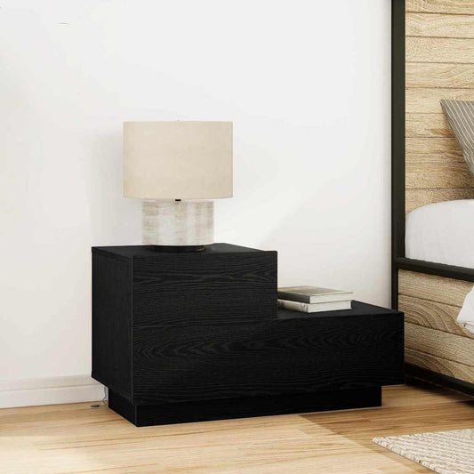 Armadio da Notte con cassetto Rovere Nero 70 x 36 x 40,5 cm