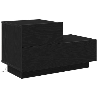 Armadio da Notte con cassetto Rovere Nero 70 x 36 x 40,5 cm